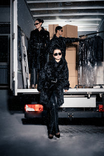 Mid-rise leather flared pants