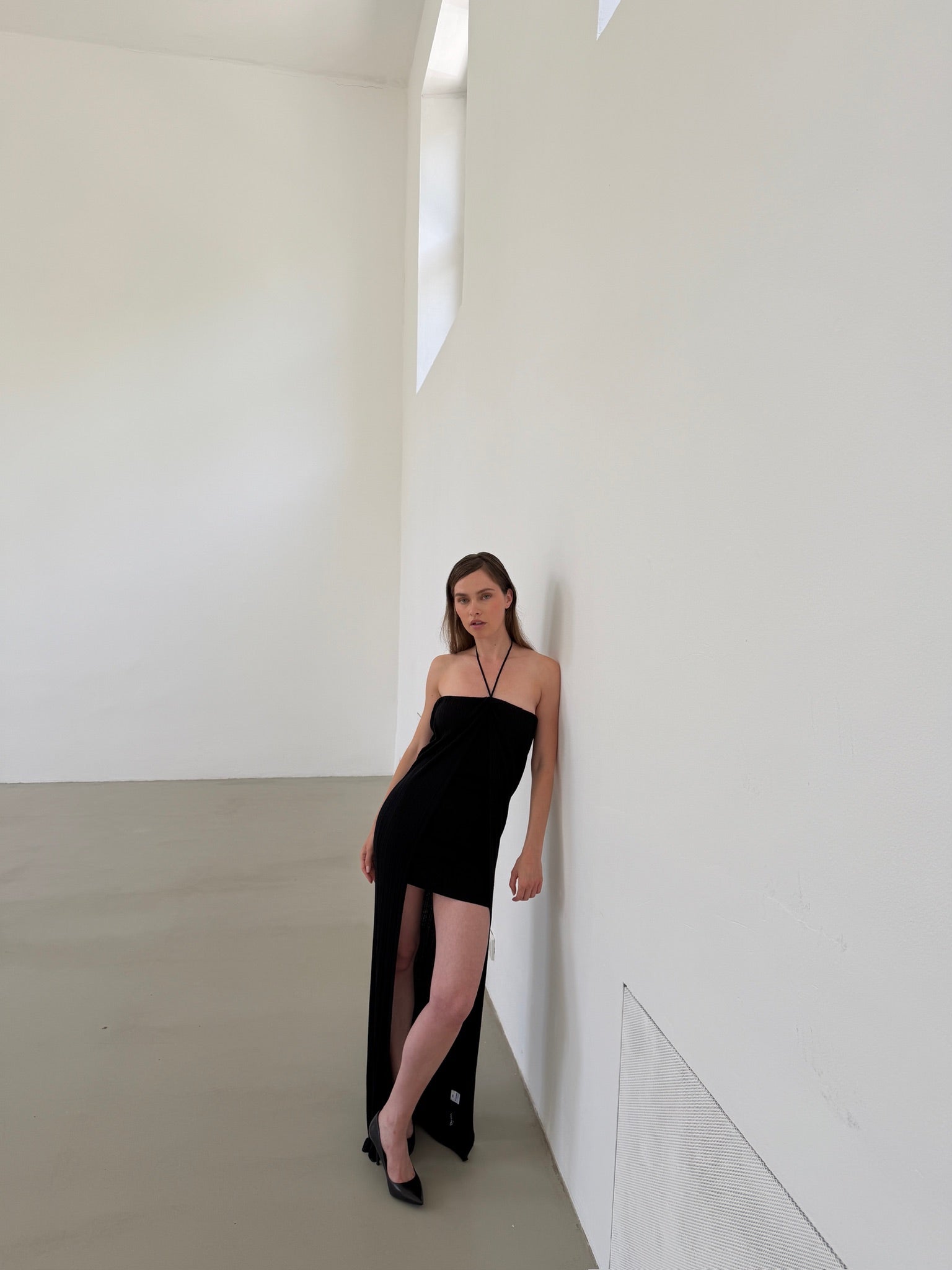 Siena cape ribbed-knit minidress