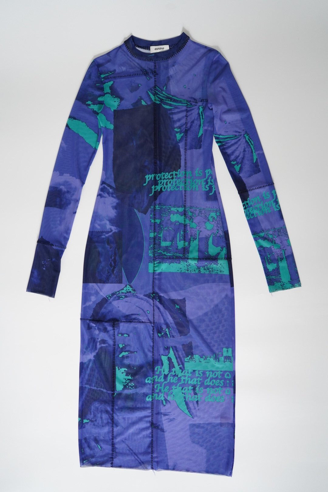 DANIELLE GUIZIO Paneled printed mesh midi dress