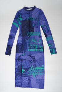 DANIELLE GUIZIO Paneled printed mesh midi dress