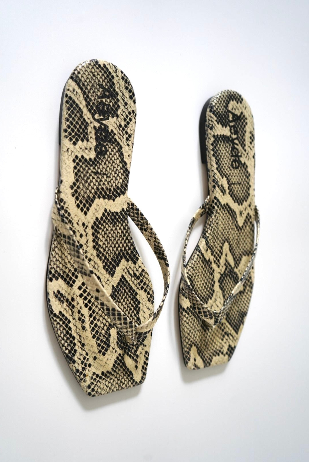 Renee snake-effect leather thong sandals (Size 41)