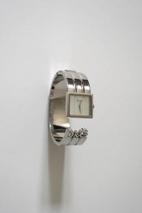 Logo stainless steel bangle watch
