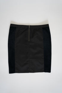 Velvet-paneled mid-rise midi skirt