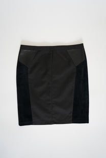 Velvet-paneled mid-rise midi skirt