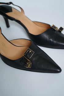 Louis Vuitton Cube slingback leather pumps (Size 39,5)