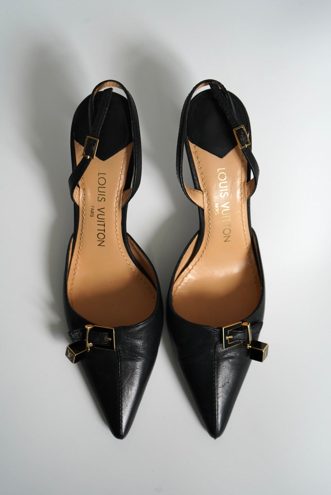 Louis Vuitton Cube slingback leather pumps (Size 39,5)