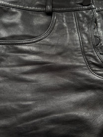 Low-rise leather hot pants