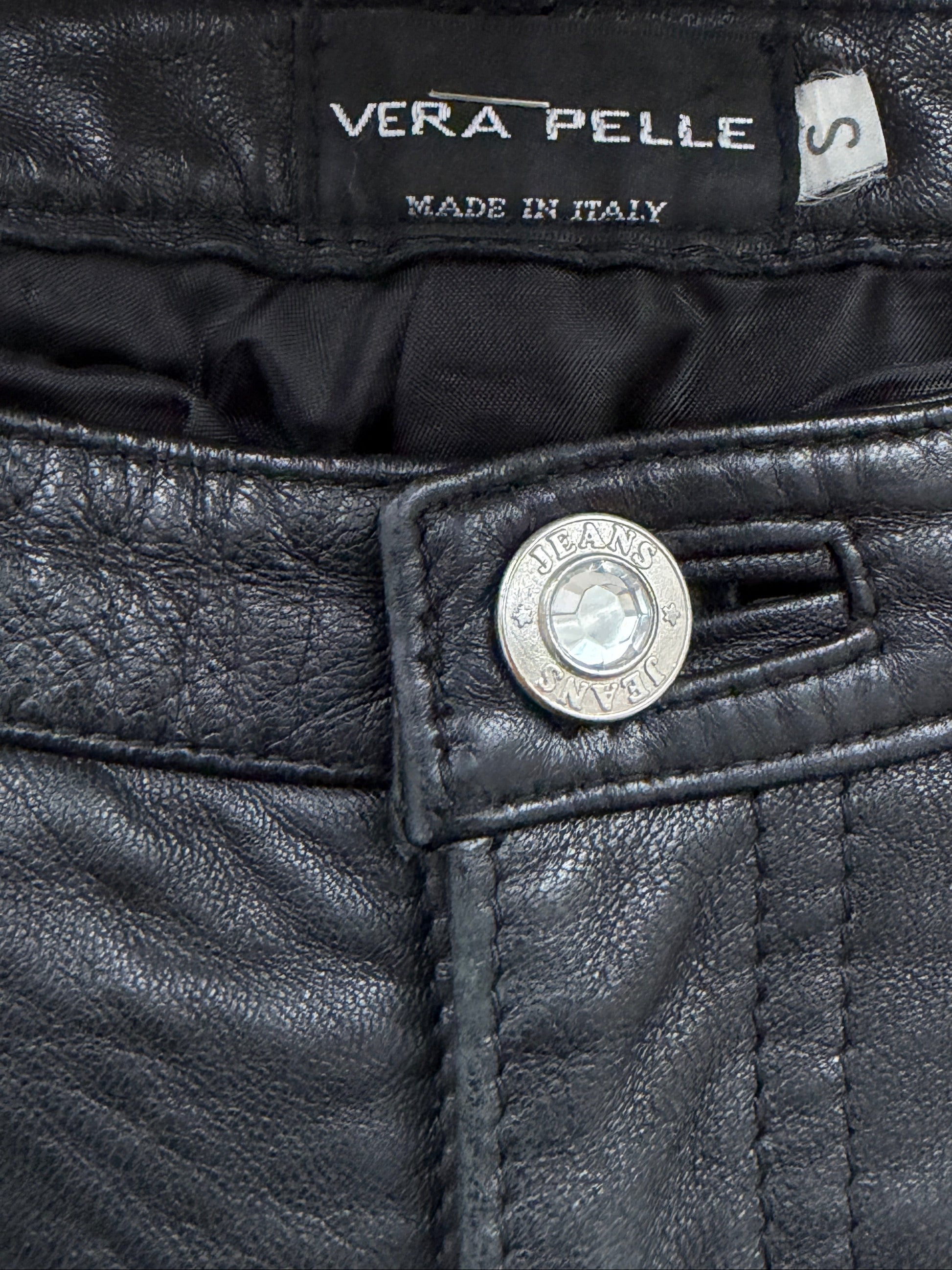 Mid-rise leather flared pants