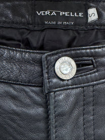 Mid-rise leather flared pants