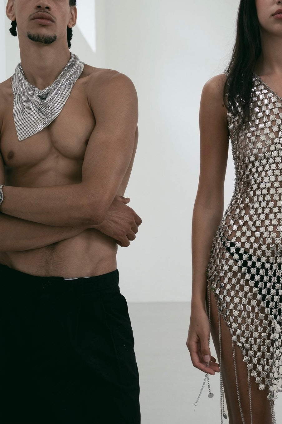Paco Rabanne Metal mesh triangle scarf