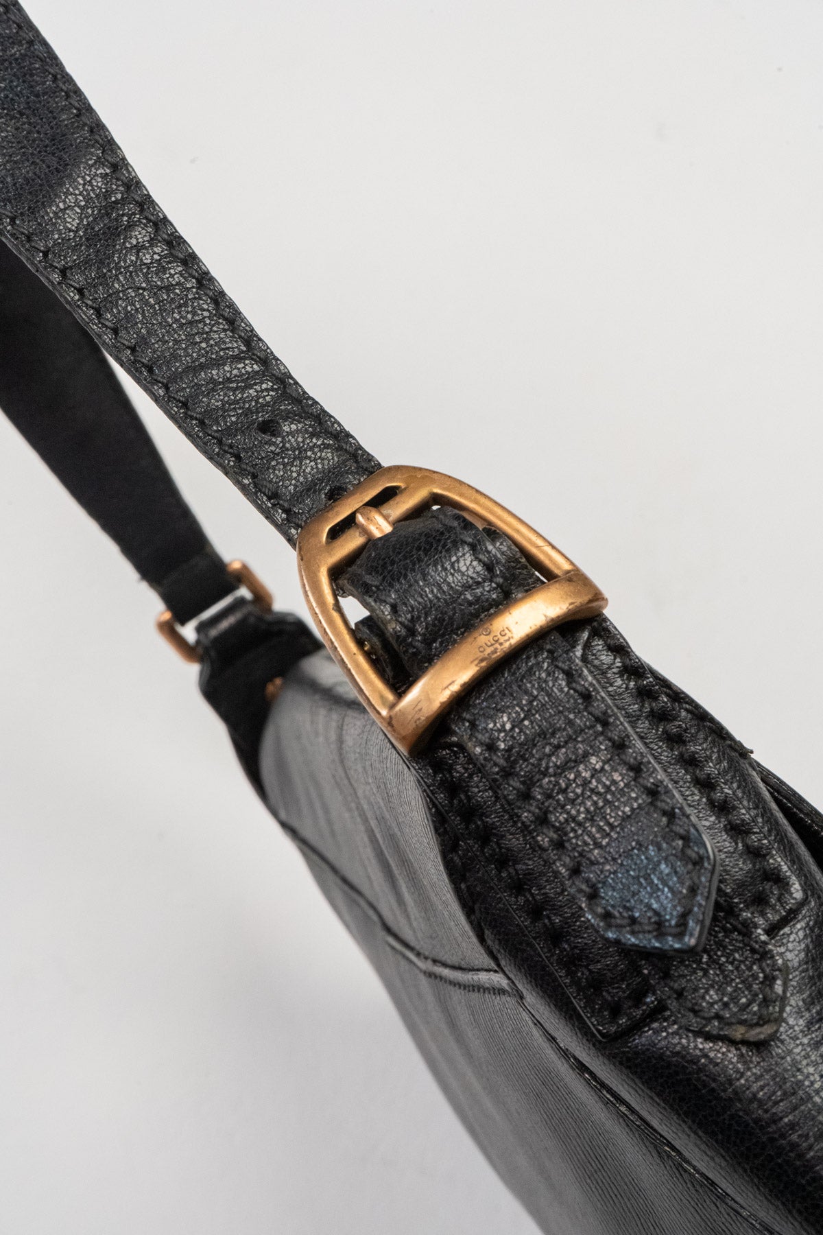 Horsebit leather shoulder bag