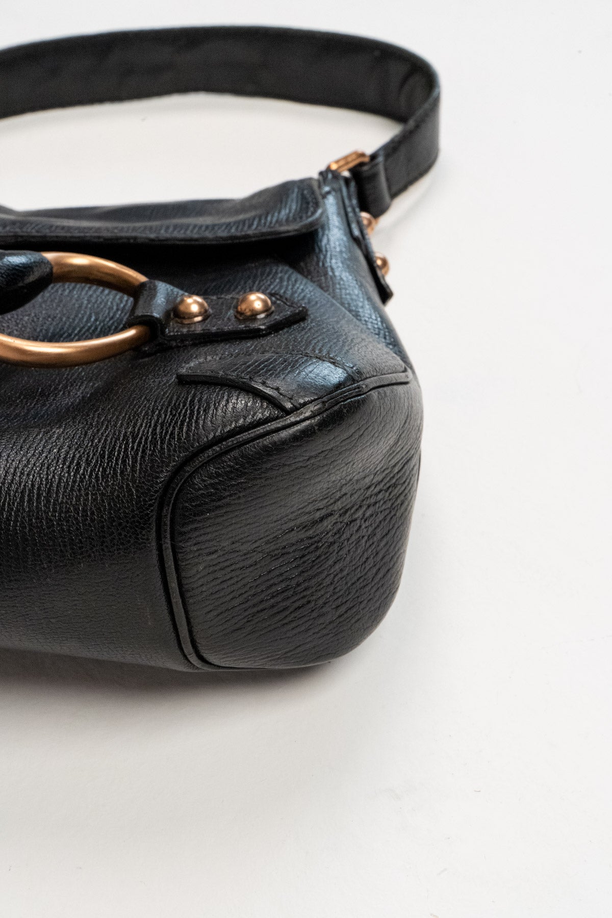 Horsebit leather shoulder bag