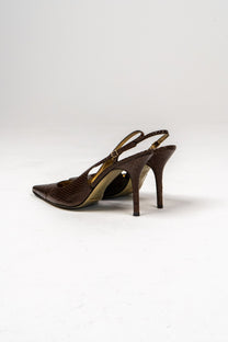Snake-effect leather slingback pumps (Size 39)