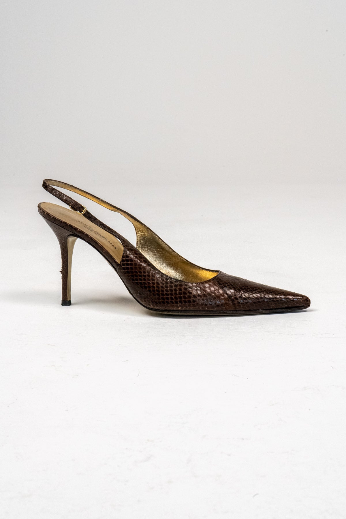 Snake-effect leather slingback pumps (Size 39)