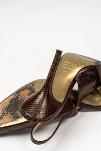 Snake-effect leather slingback pumps (Size 39)