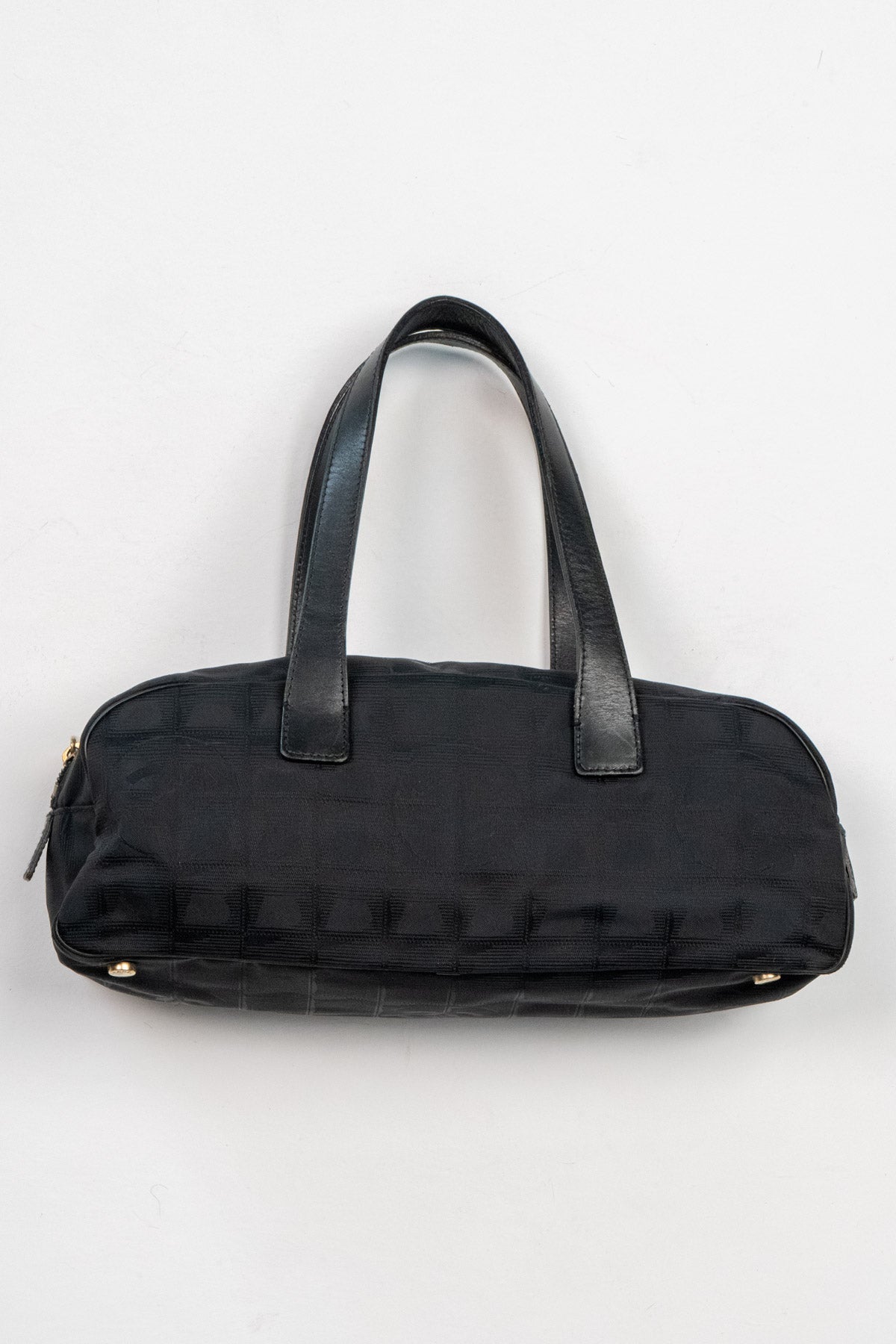 CC leather-trimmed jacquard shoulder bag