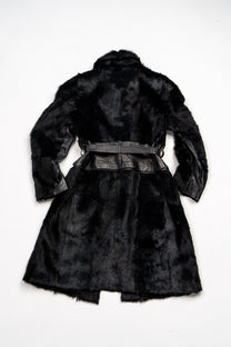 Convertible belted shearling and leather coat