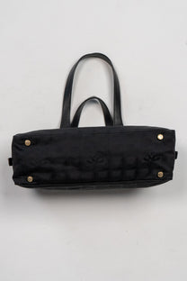 CC leather-trimmed jacquard shoulder bag