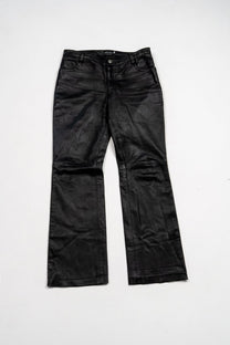 Mid-rise leather flared pants