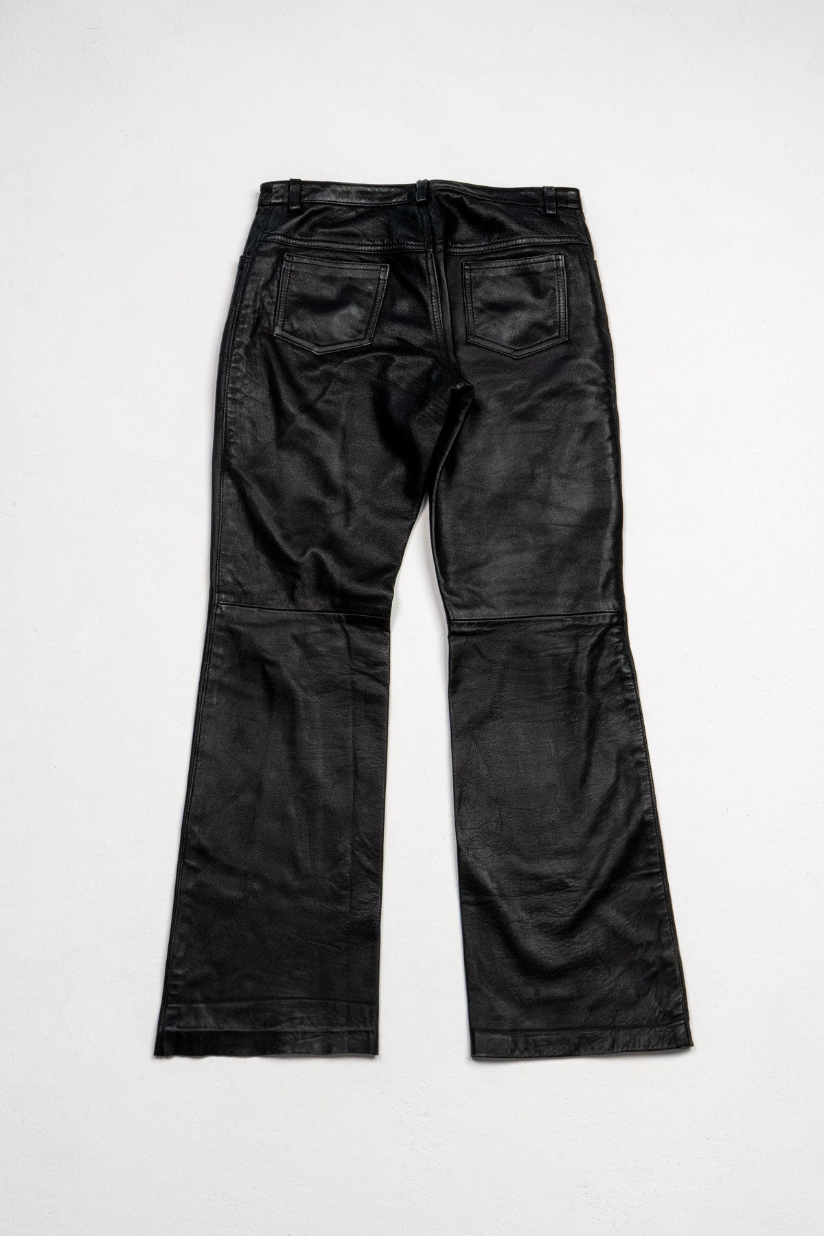Mid-rise leather flared pants