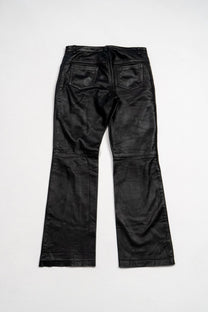 Mid-rise leather flared pants