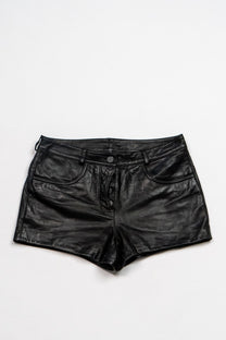 Low-rise leather hot pants