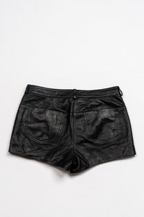 Low-rise leather hot pants