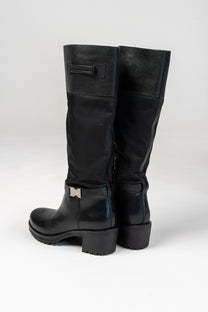 Prada Re-Nylon leather knee-high boots (Size 38)