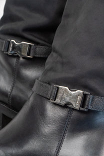 Prada Re-Nylon leather knee-high boots (Size 38)