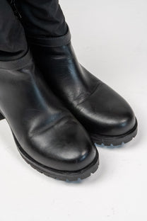 Prada Re-Nylon leather knee-high boots (Size 38)