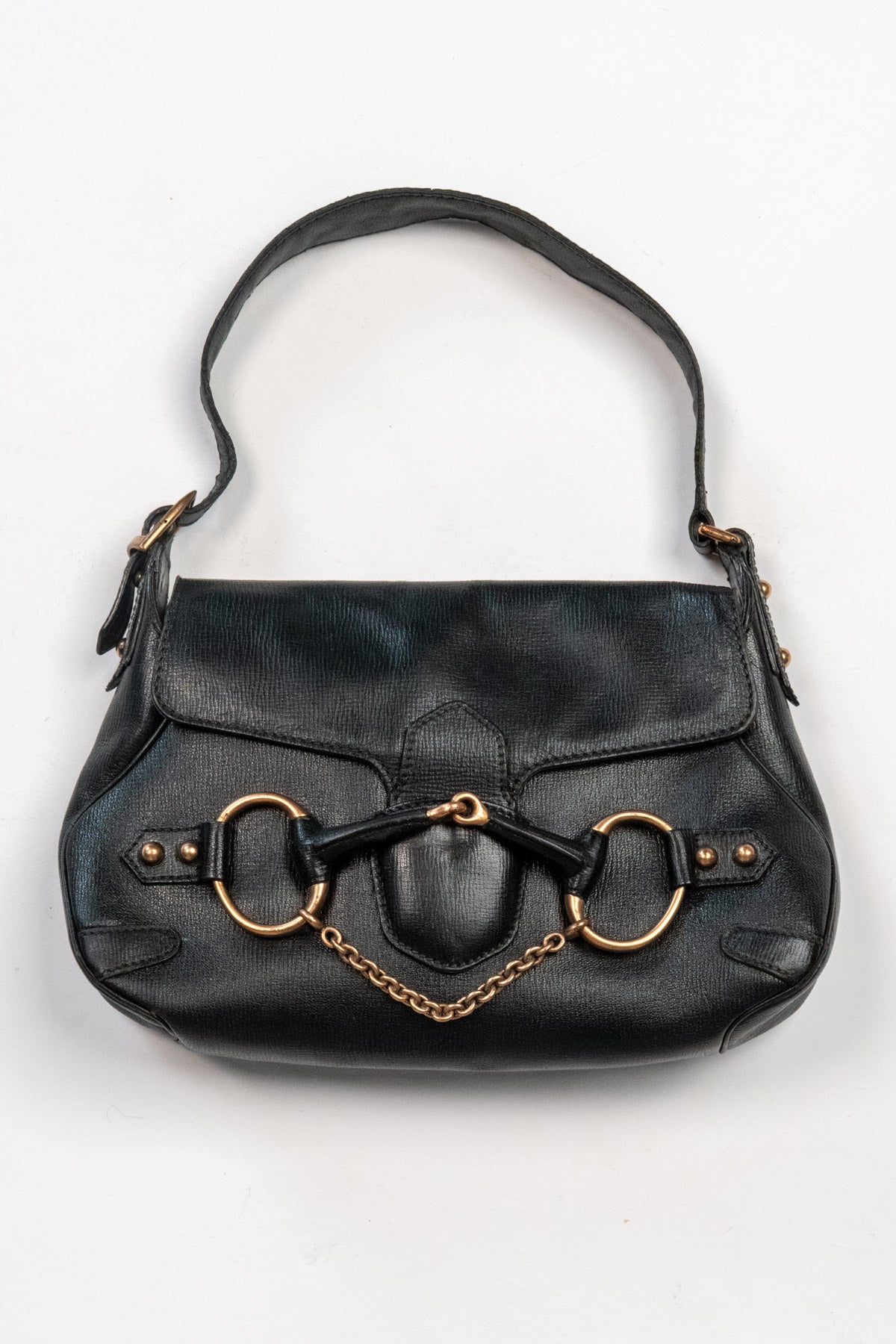 Horsebit leather shoulder bag