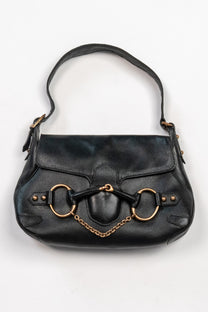 Horsebit leather shoulder bag