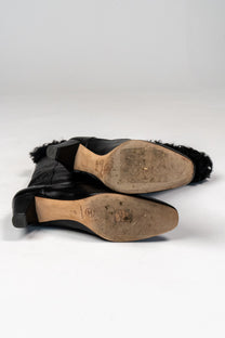 CC shearling-trimmed leather boots (Size 41)