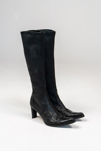 Logo leather sock boots (Size 36)