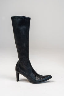 Logo leather sock boots (Size 36)