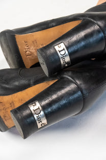 Logo leather sock boots (Size 36)