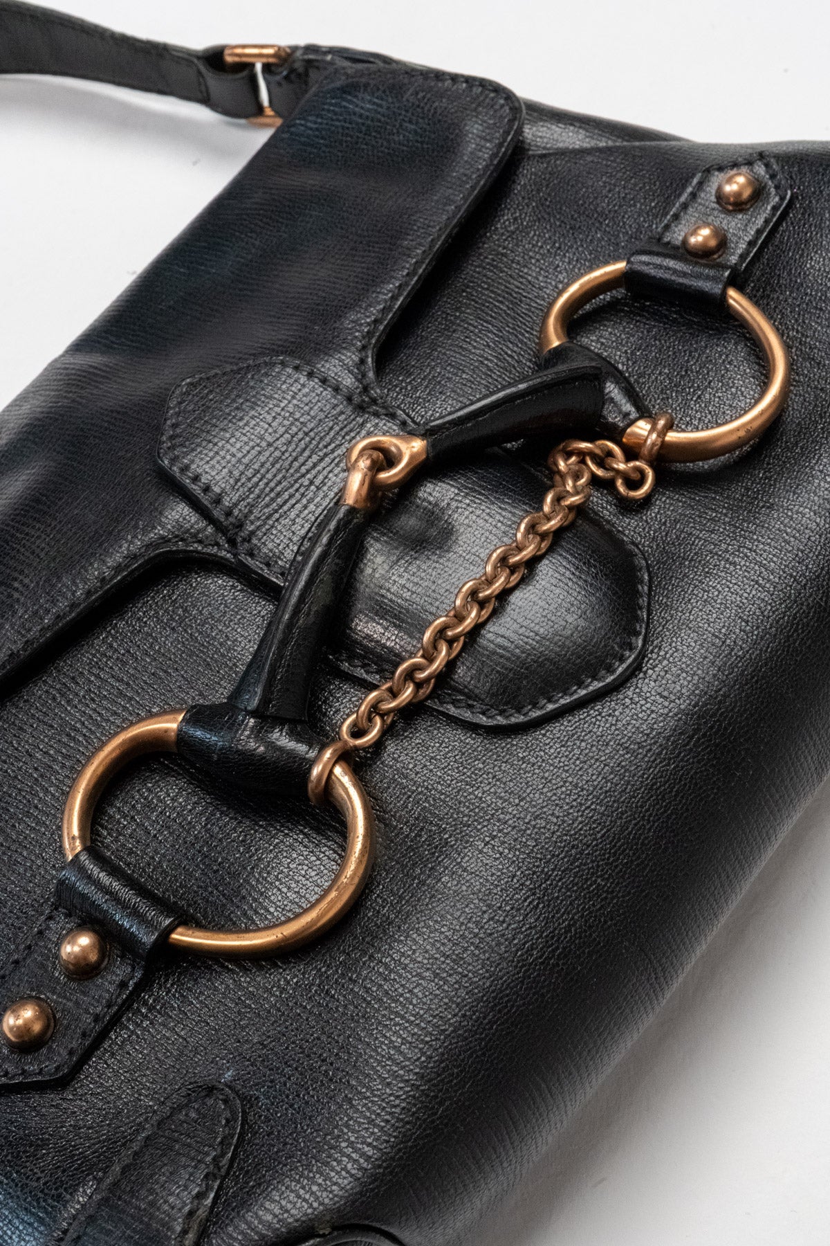 Horsebit leather shoulder bag