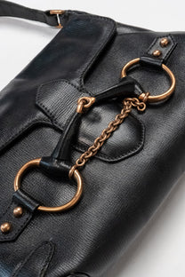 Horsebit leather shoulder bag